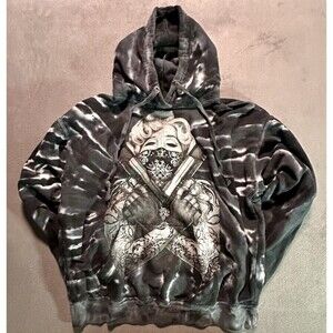 Jon Lauren Y2K  Tattooed Marilyn Monroe Outlaw Gun Black Tie Streetwear Hoodie M